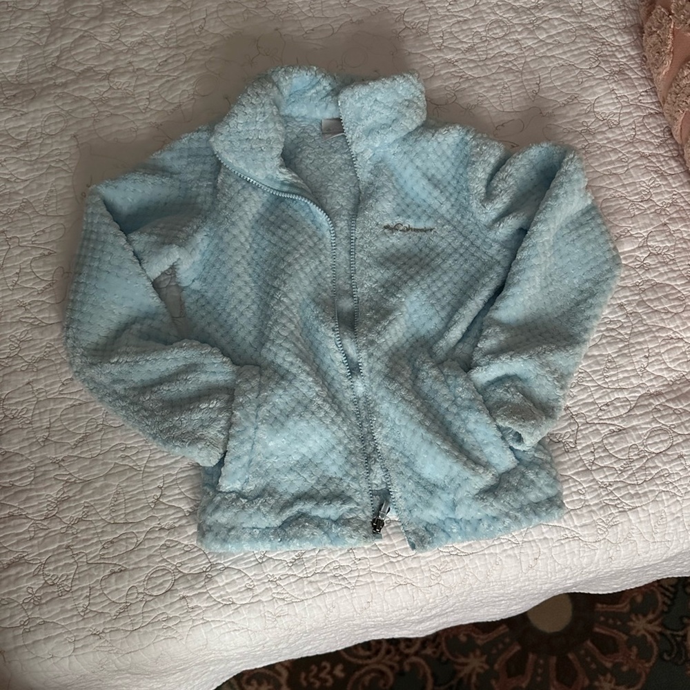 Kids Columbia Fleece zip up, light blue